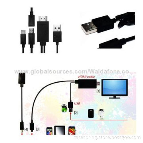 MHL to HDMI Universal Adapter/USB Mobile HD Data Transfer Cable, 2m Length, Made of OFC
